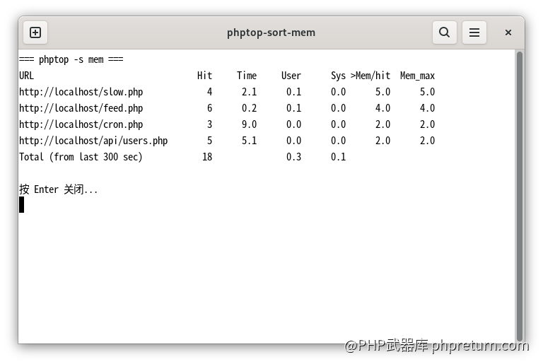 phptop 按内存排序