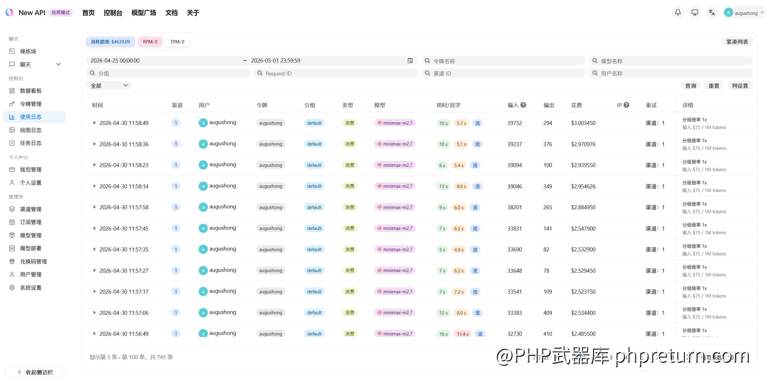 New API 监控面板